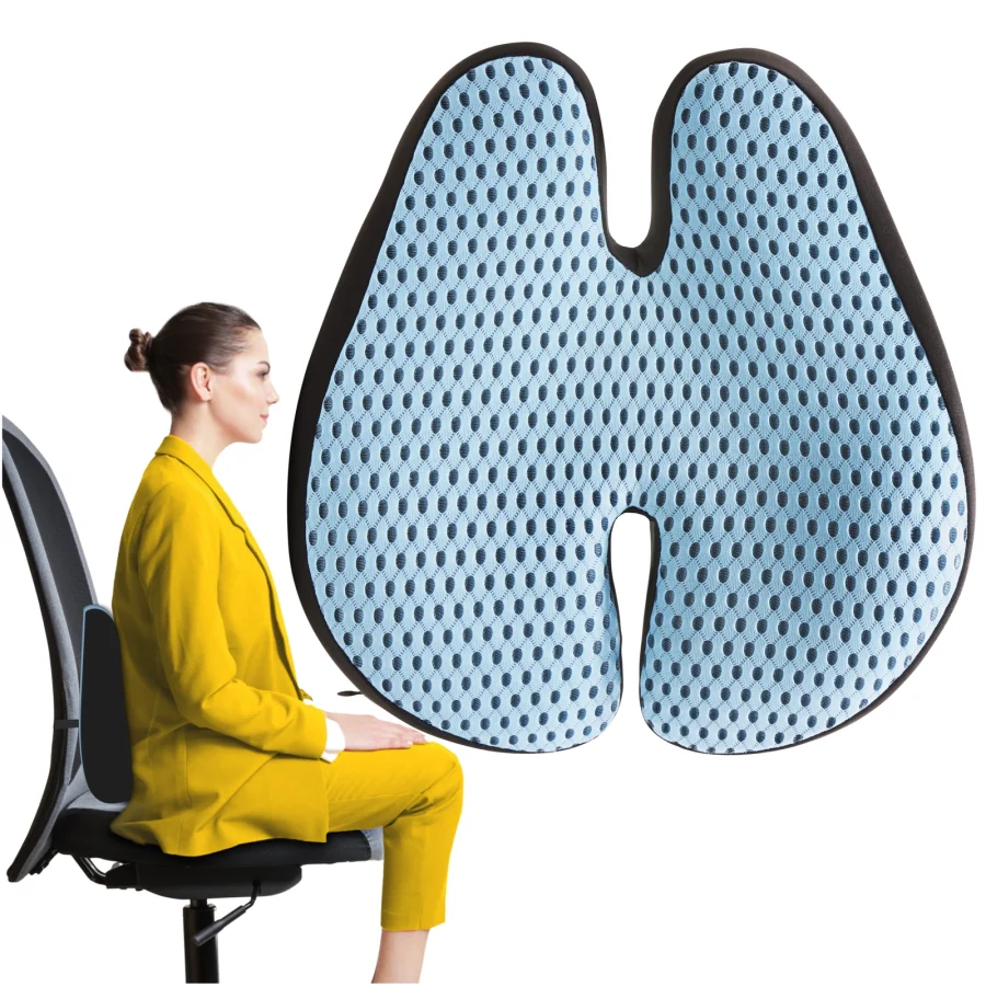 Ergonomisk ryggpute med memoryskum – blå – bilde 1 av 8