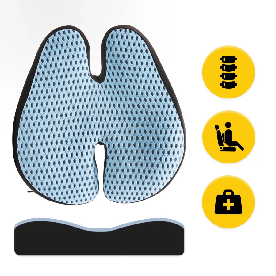 Ergonomisk ryggpute med memoryskum – blå – bilde 2 av 8