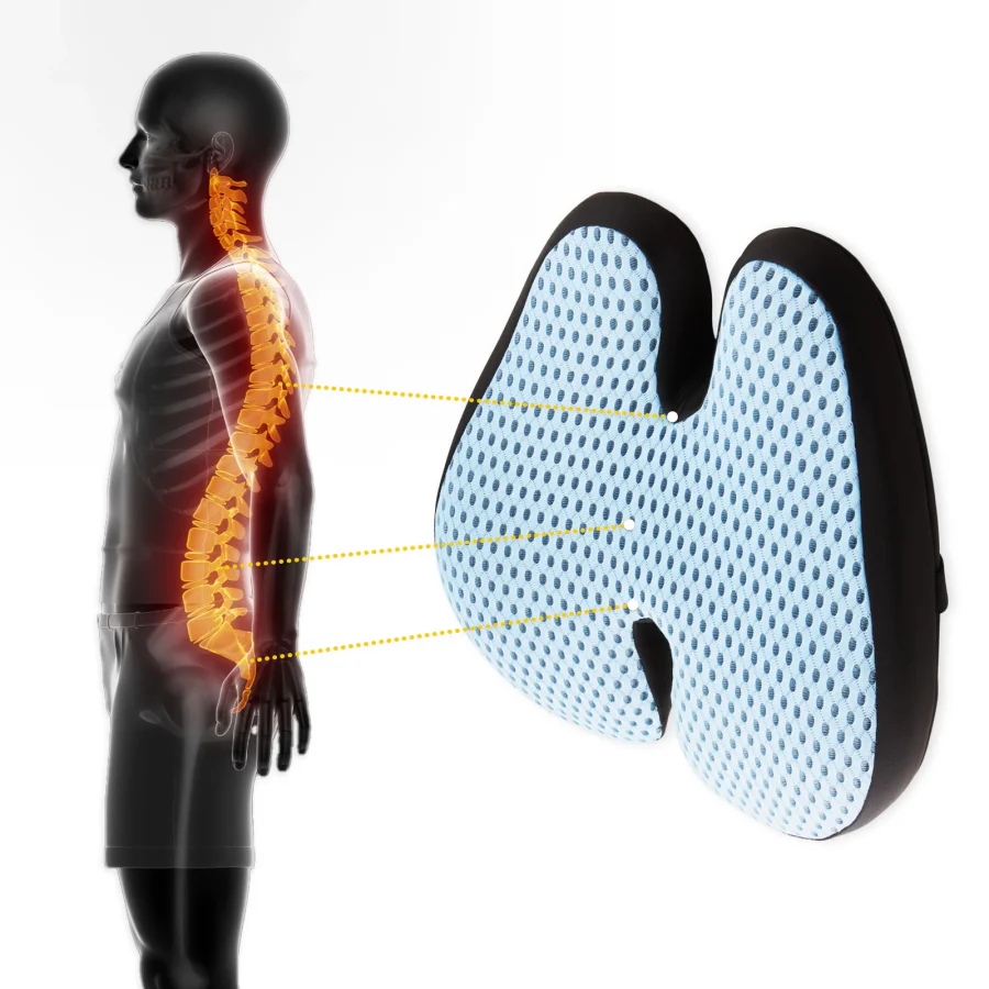 Ergonomisk ryggpute med memoryskum – blå – bilde 5 av 8