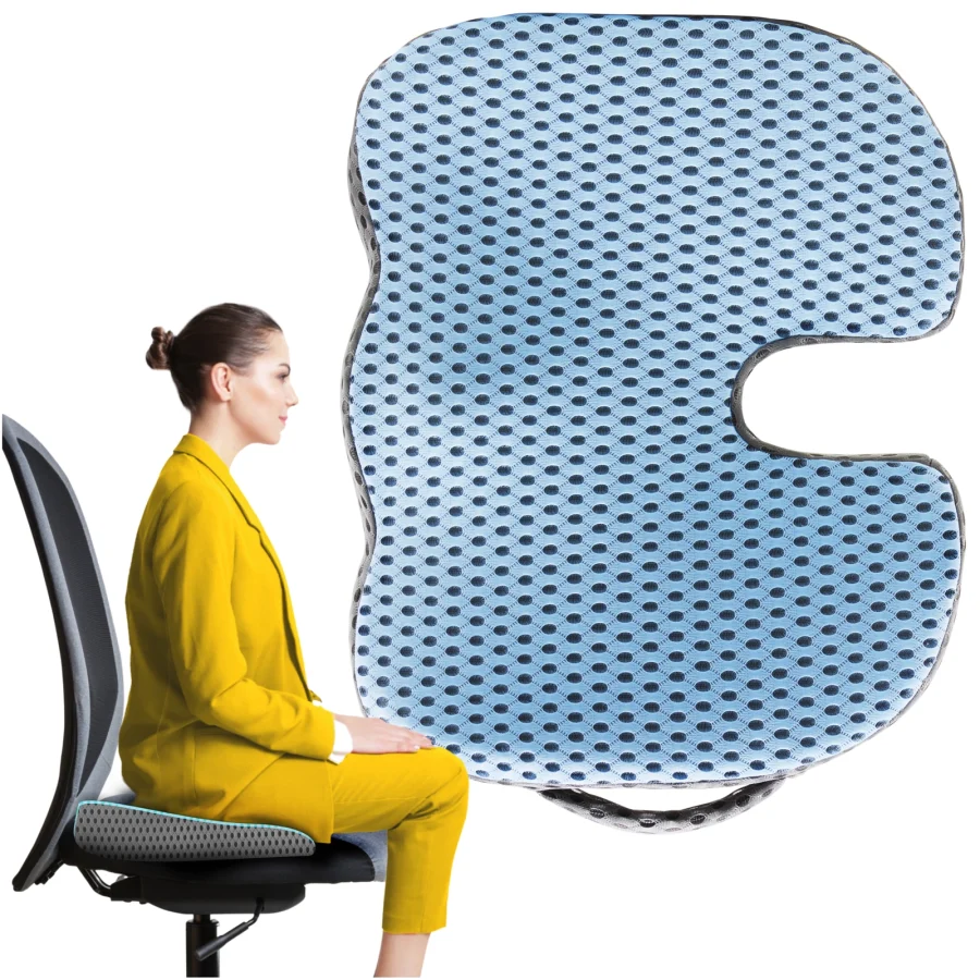 Ergonomisk sittepute med memoryskum – blå – bilde 1 av 8