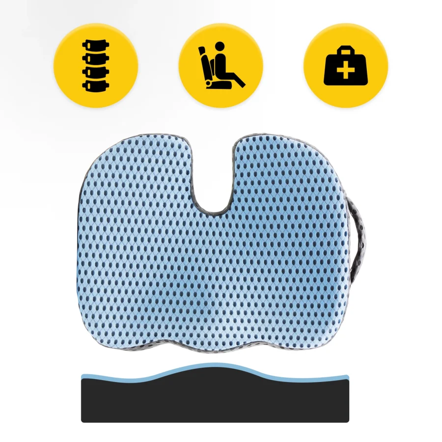 Ergonomisk sittepute med memoryskum – blå – bilde 2 av 8
