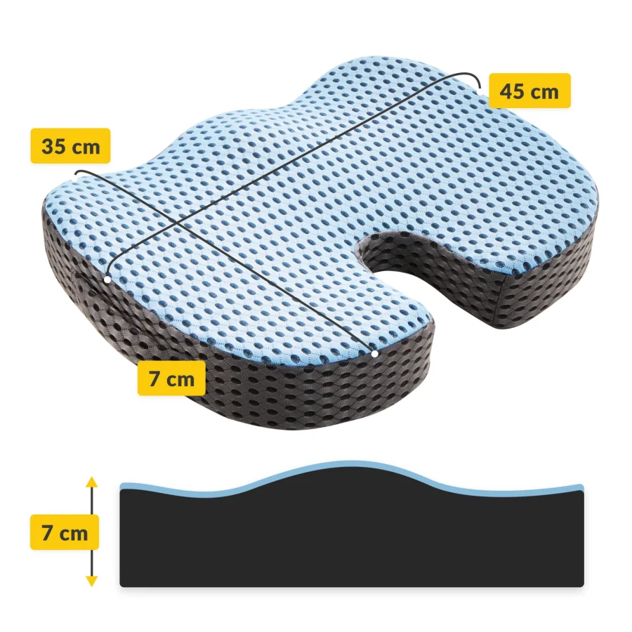 Ergonomisk sittepute med memoryskum – blå – bilde 4 av 8