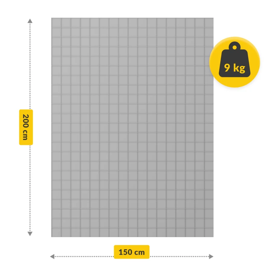 Vektdyne 9 kg – 150 × 200 cm, grå – bilde 8 av 8
