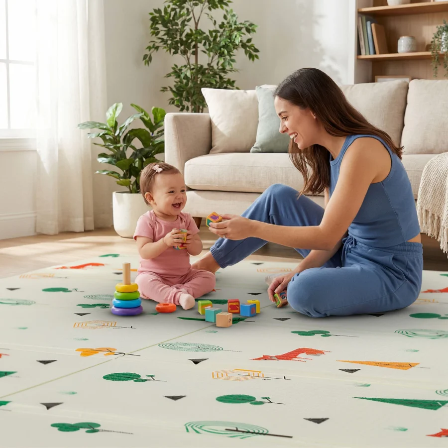 Lekematte, sammenleggbar 180 × 200 cm stjerner – bilde 2 av 5