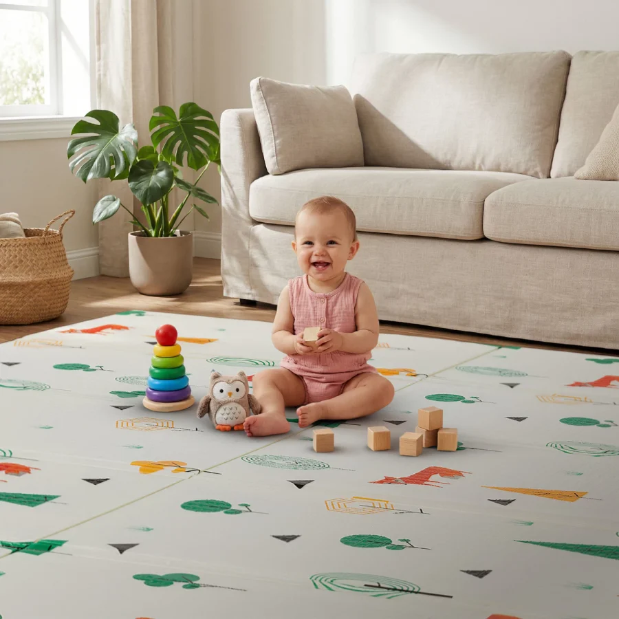 Lekematte, sammenleggbar 180 × 200 cm stjerner – bilde 3 av 5