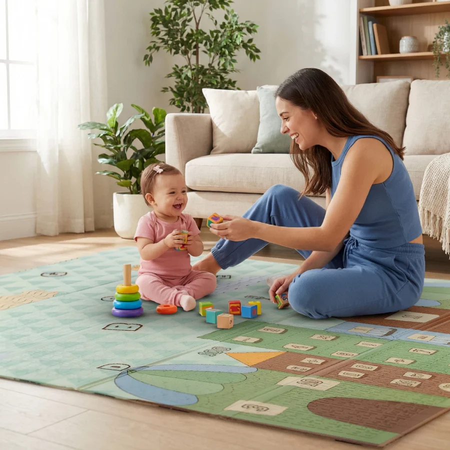 Lekematte, sammenleggbar 120 × 180 cm stjerner – bilde 2 av 5