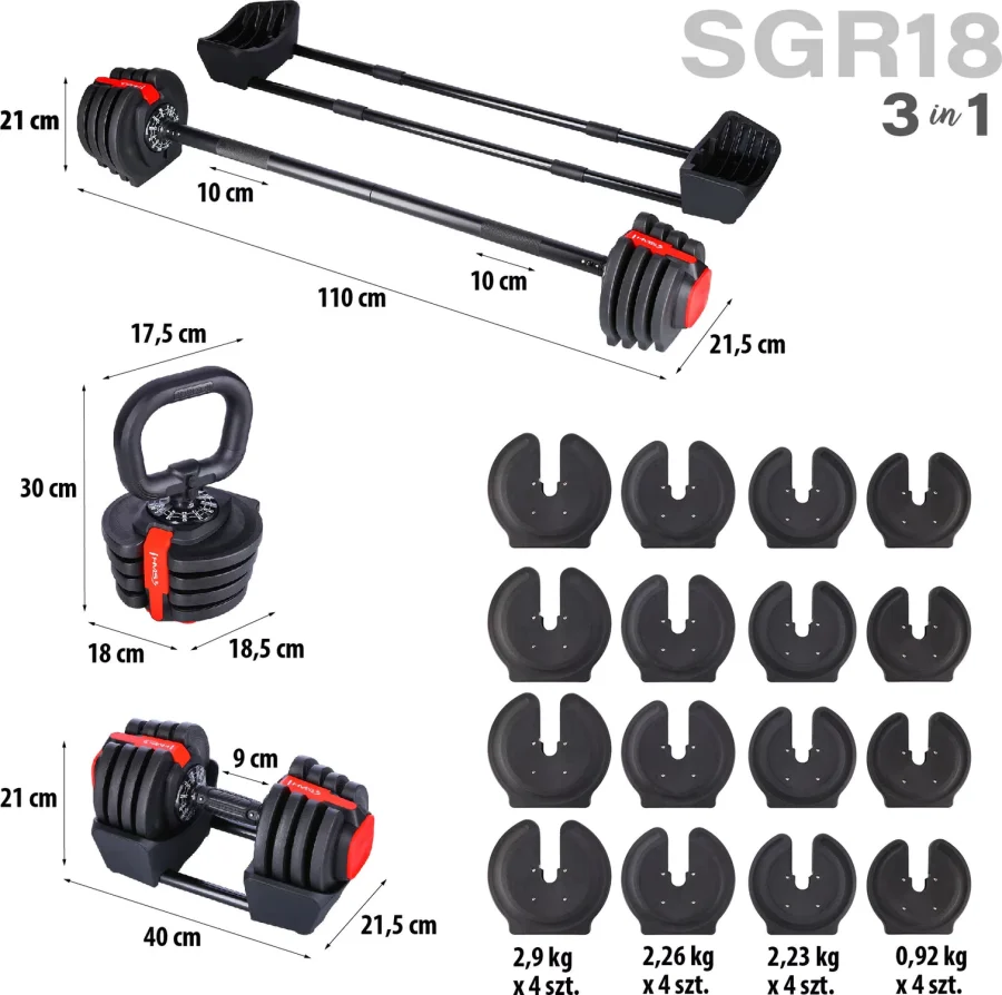 Sgr18 Pro 3-i-1 41 kg justerbart vektsett – HMS – bilde 2 av 5