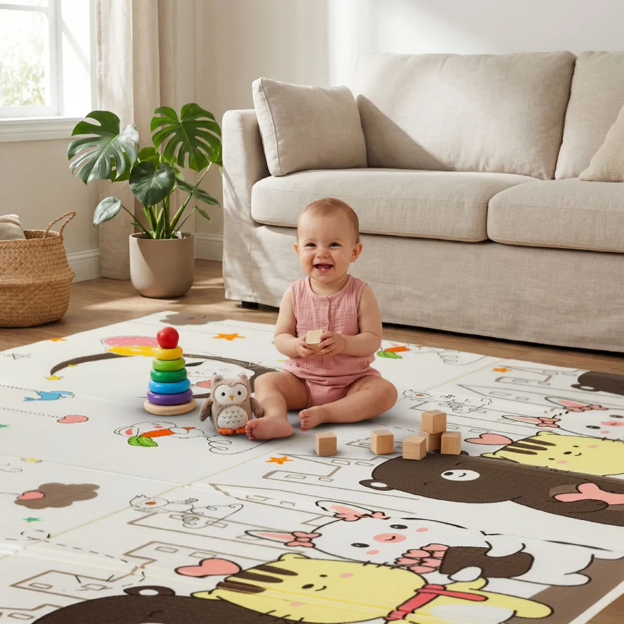 Lekematte, sammenleggbar 180 × 200 cm stjerner – bilde 3 av 5