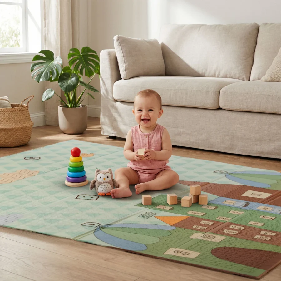 Lekematte, sammenleggbar 120 × 180 cm stjerner – bilde 3 av 5
