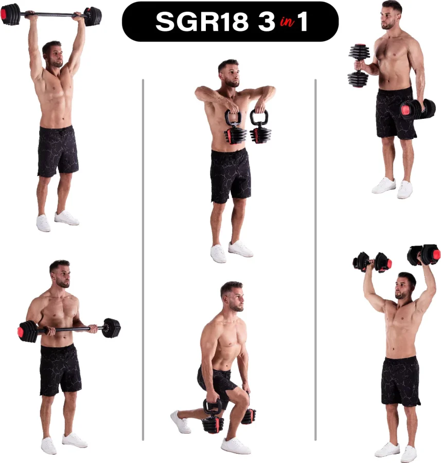 Sgr18 Pro 3-i-1 41 kg justerbart vektsett – HMS – bilde 4 av 5