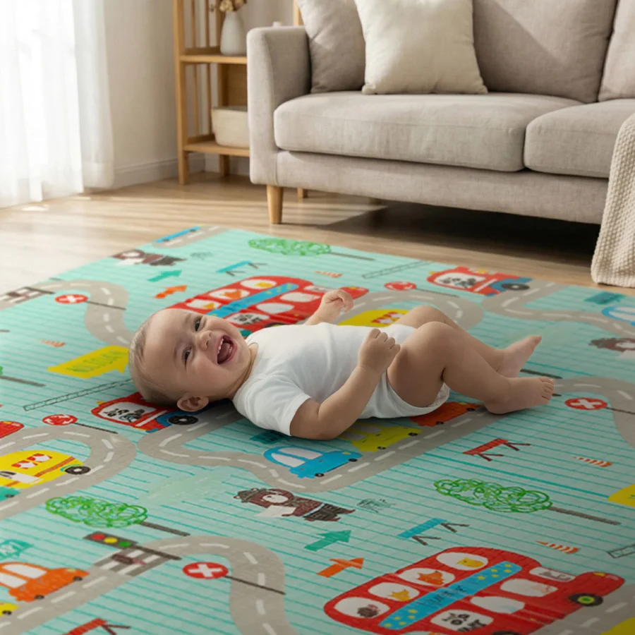 Lekematte, sammenleggbar 180 × 200 cm stjerner – bilde 4 av 5