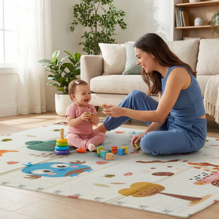 Lekematte, sammenleggbar 120 × 180 cm stjerner – bilde 2 av 5