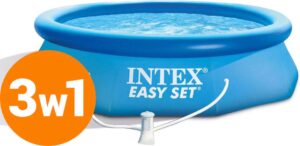 Intex 366x76 cm Easy Set Oppblåsbart Basseng Med 3-I-1 Pumpe 28132